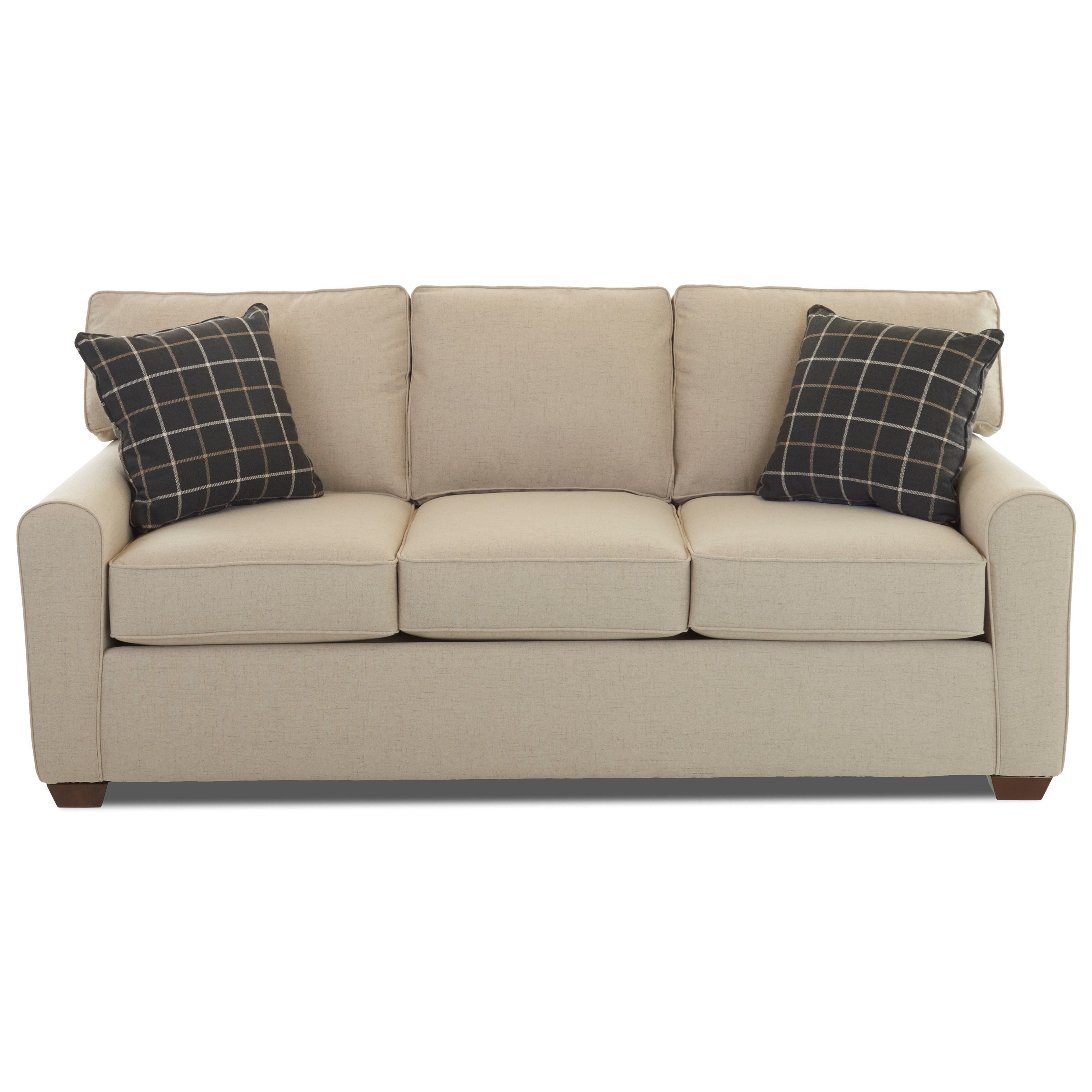 Klaussner Hybrid Casual Stationary Sofa with Box Seat Cushions and Welt